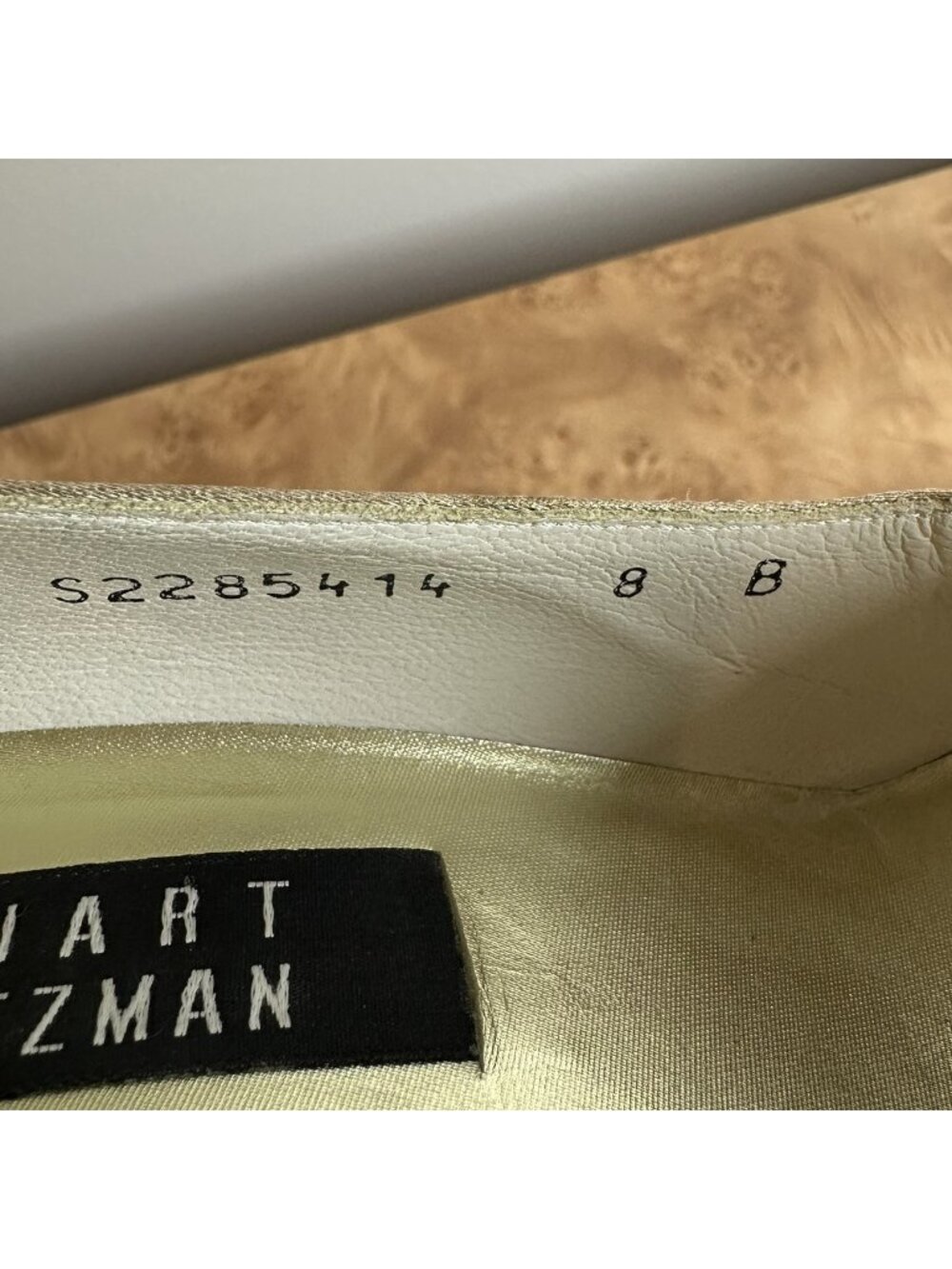 Stuart Weitzman Metallic Champagne Silk Satin Pumps Block Heel Size 8B - Picture 7 of 7